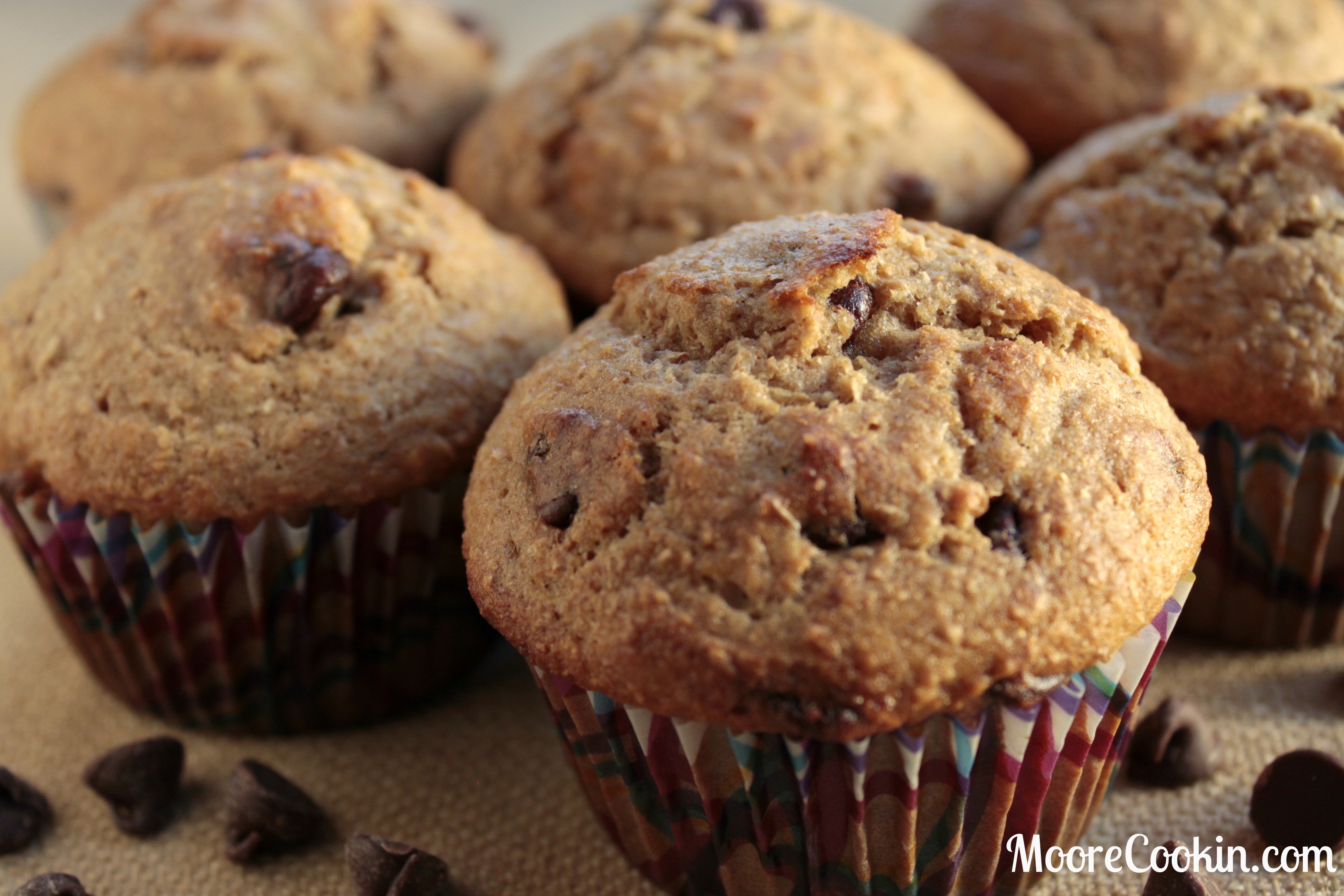 banana bran chocolate chip muffins