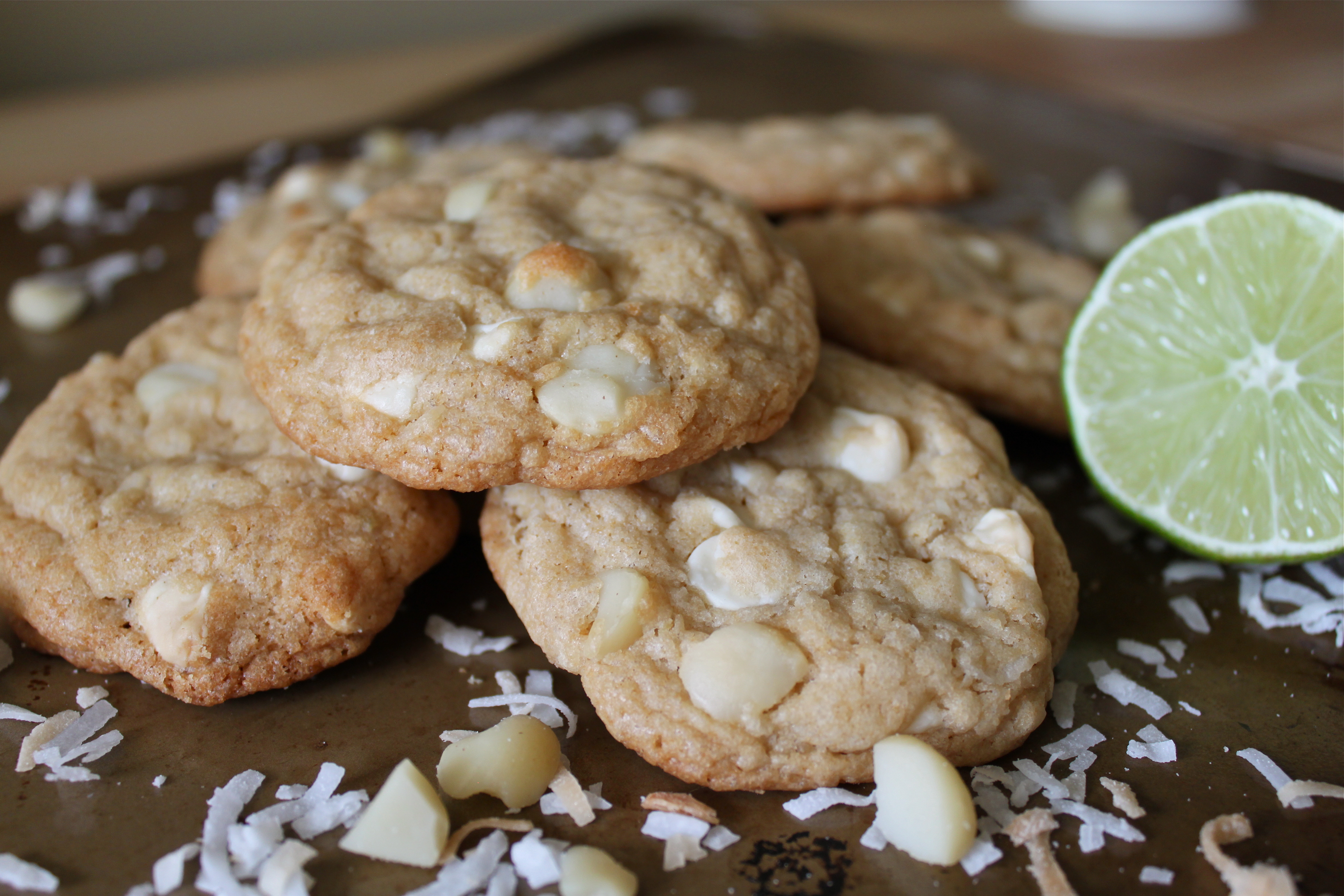 lime coconut white chocolate macadamia nut cookies